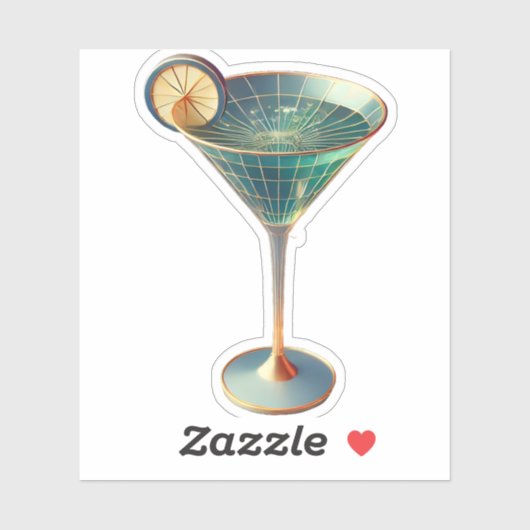 Midden eeuw Atomic Futuristic Wormhole Martini Sticker (Vel)