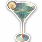 Midden eeuw Atomic Futuristic Wormhole Martini Sticker (Voorkant)