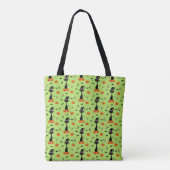 Midden-eeuw Atomic Halloween Cat Green Tote Bag (Achterkant)