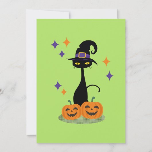 Midden-eeuw Atomic Halloween Cat Kaart (Achterkant)