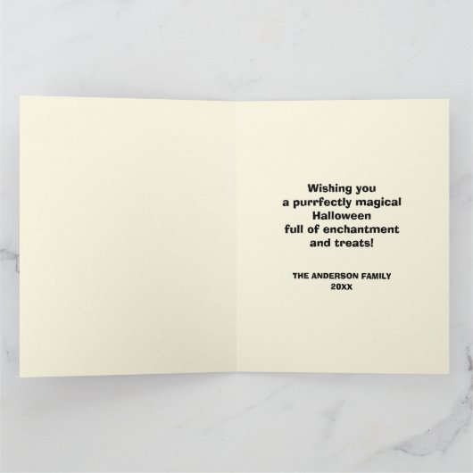 Midden-eeuw Atomic Halloween Cat Kaart (Binnen)