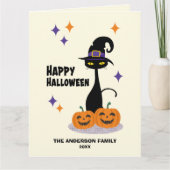 Midden-eeuw Atomic Halloween Cat Kaart (Voorkant)