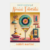 Midden eeuw Atomic Retro Futuristic Rabbit Martini Acryl Bord (Voorkant)