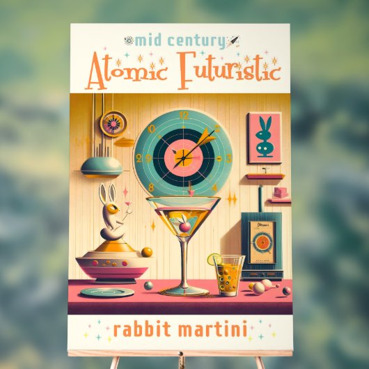 Midden eeuw Atomic Retro Futuristic Rabbit Martini Acryl Bord (Neutraal)