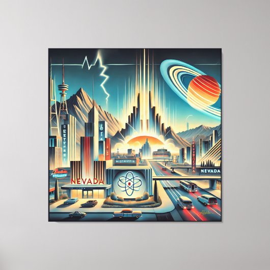 Midden eeuw Atomic Space Age Nevada Art Canvas Afdruk (Voorkant)
