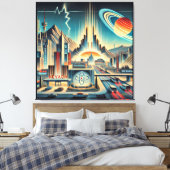 Midden eeuw Atomic Space Age Nevada Art Canvas Afdruk (Insitu (Slaapkamer))
