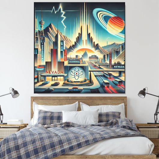 Midden eeuw Atomic Space Age Nevada Art Canvas Afdruk (Insitu (Slaapkamer))