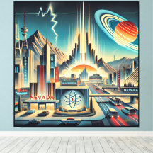 Midden eeuw Atomic Space Age Nevada Art