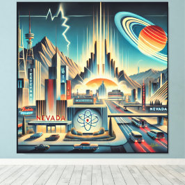 Midden eeuw Atomic Space Age Nevada Art Canvas Afdruk