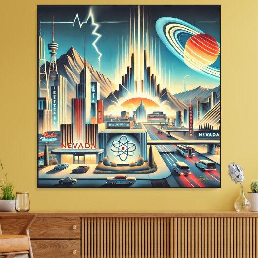 Midden eeuw Atomic Space Age Nevada Art Canvas Afdruk (Insitu (Woonkamer))