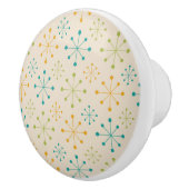 Midden-Eeuw Atomic Starburst Sinaasappel Blauwgroe Keramische Knop (Rechts)