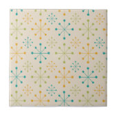 Midden-Eeuw Atomic Starburst Sinaasappel Blauwgroe Tegeltje (Voorkant)