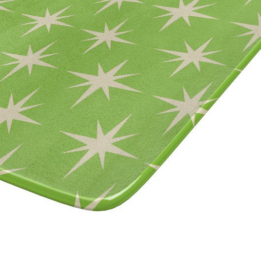 Midden-Eeuw Atomic Starbursts op Lime groen Snijplank (Hoek)