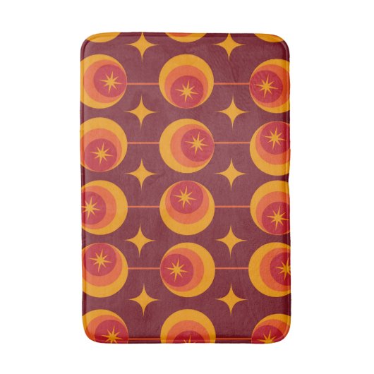 Midden-Eeuw Atomic Starbursts op Retro Circles Badmat (Voorkant Verticaal)
