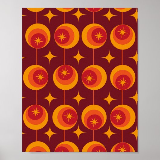 Midden-Eeuw Atomic Starbursts op Retro Circles Poster (Voorkant)