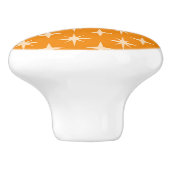 Midden-Eeuw Atomic Starbursts op Sinaasappel Keramische Knop (Zijkant)