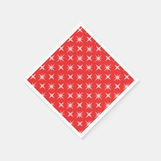Midden-Eeuw Atomic Starbursts Patroon op rood Servet (Hoek)