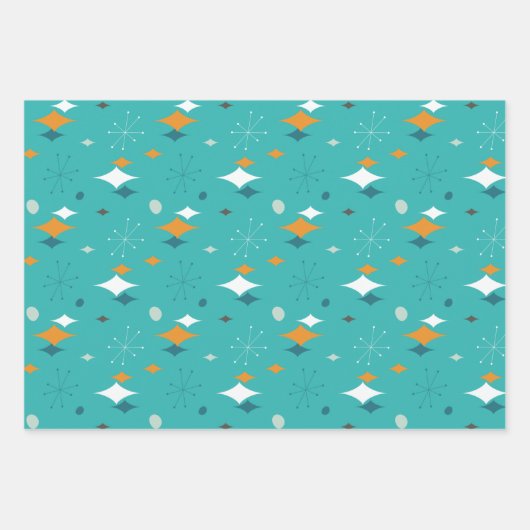 Midden-eeuw Atomic verjaardagsfeestje Inpakpapier Vel (Voorkant 3)