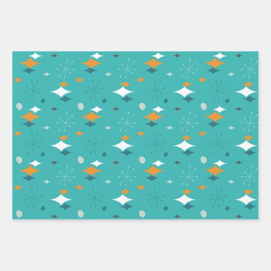 Midden-eeuw Atomic verjaardagsfeestje Inpakpapier Vel (Voorkant 2)