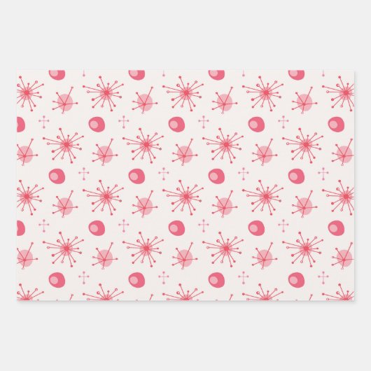Midden eeuw Atomische Starburst Patroon Roze, Groe Inpakpapier Vel (Voorkant 2)