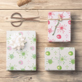 Midden eeuw Atomische Starburst Patroon Roze, Groe Inpakpapier Vel