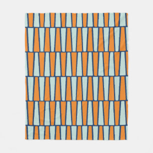 Midden eeuw atoomblokken, aqua, oranje, blauw fleece deken