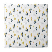 Midden eeuw atoomdiamanten Starburst Navy Mosterd Tegeltje (Voorkant)