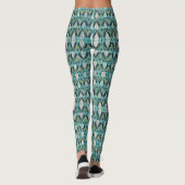 Midden eeuw atoomdruppels blauw groen patroon leggings (Achterkant)