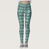 Midden eeuw atoomdruppels blauw groen patroon leggings (Voorkant)