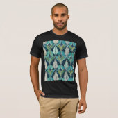 Midden eeuw atoomdruppels blauw groen patroon t-shirt (Voorkant volledig)