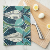 Midden eeuw atoomdruppels blauw groen patroon theedoek (Quarter Fold)