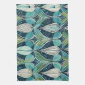 Midden eeuw atoomdruppels blauw groen patroon theedoek (Verticaal)