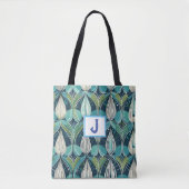 Midden eeuw atoomdruppels blauw groen patroon tote bag (Voorkant)