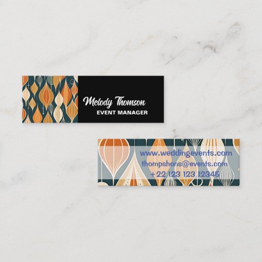 Midden eeuw atoomdruppels oker moderne retro mini visitekaartje (Voorkant / Achterkant)