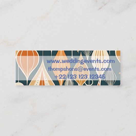 Midden eeuw atoomdruppels oker moderne retro mini visitekaartje (Achterkant)