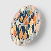 Midden eeuw atoomdruppels oker moderne retro ronde klok (Hoek)