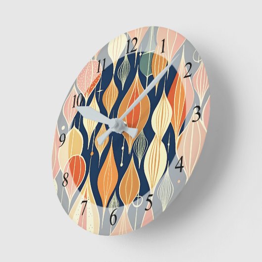Midden eeuw atoomdruppels oker moderne retro ronde klok (Hoek)