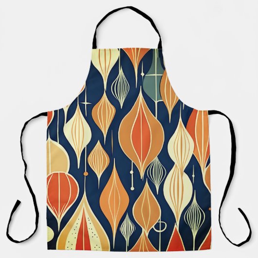 Midden eeuw atoomdruppels oker moderne retro schort (Voorkant)