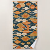 Midden eeuw atoomdruppels oker moderne retro strandlaken (Voorkant)