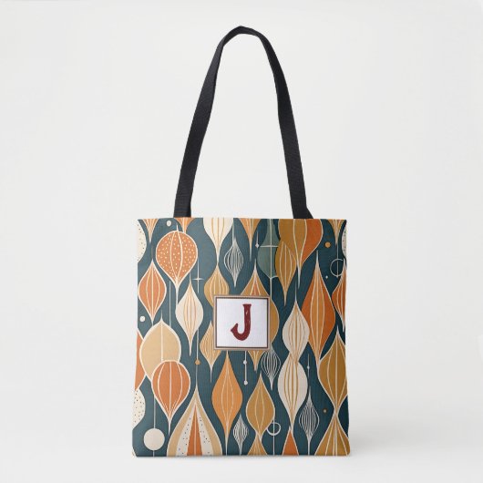 Midden eeuw atoomdruppels oker moderne retro tote bag (Voorkant)