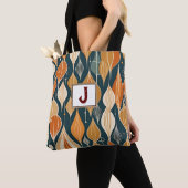 Midden eeuw atoomdruppels oker moderne retro tote bag (Dichtbij)