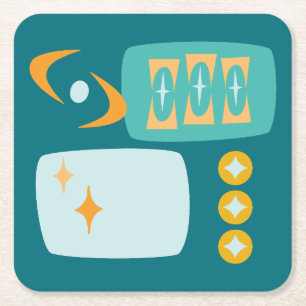 Midden-Eeuw Atoomenergie Abstract Kartonnen Onderzetters