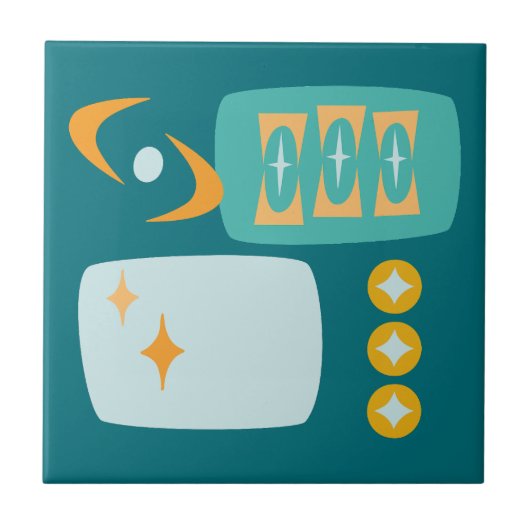 Midden-Eeuw Atoomenergie Abstract Tegeltje (Voorkant)