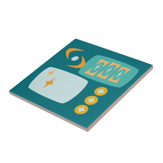 Midden-Eeuw Atoomenergie Abstract Tegeltje (Zijkant)