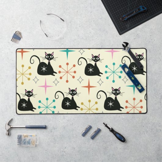 Midden-Eeuw Atoomkat met Starbursts Bureaumat (Werkstation)