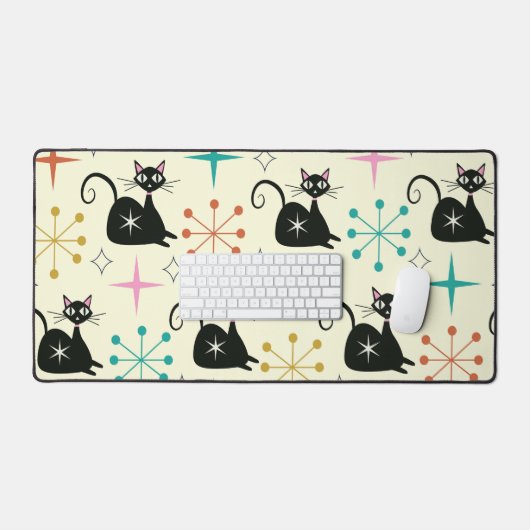 Midden-Eeuw Atoomkat met Starbursts Bureaumat (Keyboard & Muis)