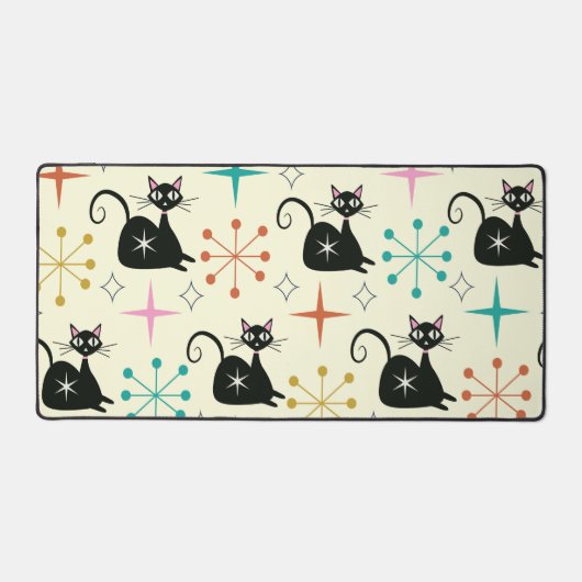 Midden-Eeuw Atoomkat met Starbursts Bureaumat (Voorkant)