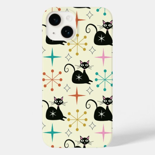 Midden-Eeuw Atoomkatten met Retro Starbursts Case-Mate iPhone Case (Achterkant)
