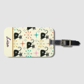 Midden-Eeuw Atoomkatten met Starbursts Custom Bagagelabel (Voorkant (horizontaal))