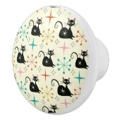 Midden-Eeuw Atoomkatten met Starbursts Keramische Knop (Rechts)